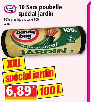 Handy Bag Sacchi Per Giardino 100L: 10 Pezzi In Plastica Riciclata 97%, 82x95 Cm, Resistenti E Antigoccia