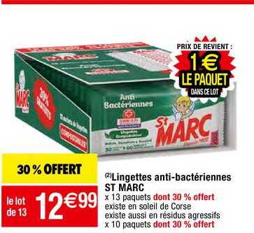 Lot De 4 Sachets De Lingettes Nettoyantes Compostables Soleil De Corse St Marc - 80 Lingettes Par Sachet - Désinfecte 99,9% Des Bactéries