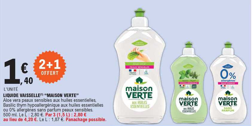Offre Liquide Vaisselle Maison Verte Chez E Leclerc