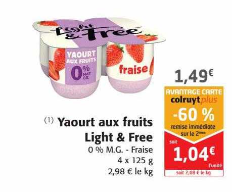 Promo Yaourt Aux Fruits Light Free Chez Colruyt Icatalogue Fr