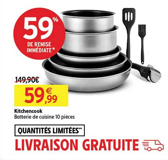 Promo Batterie De Cuisine 10 Pièces Kitchencook chez Intermarché Hyper