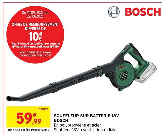 Promo Souffleur Sur Batterie 18v Bosch chez Intermarché Hyper