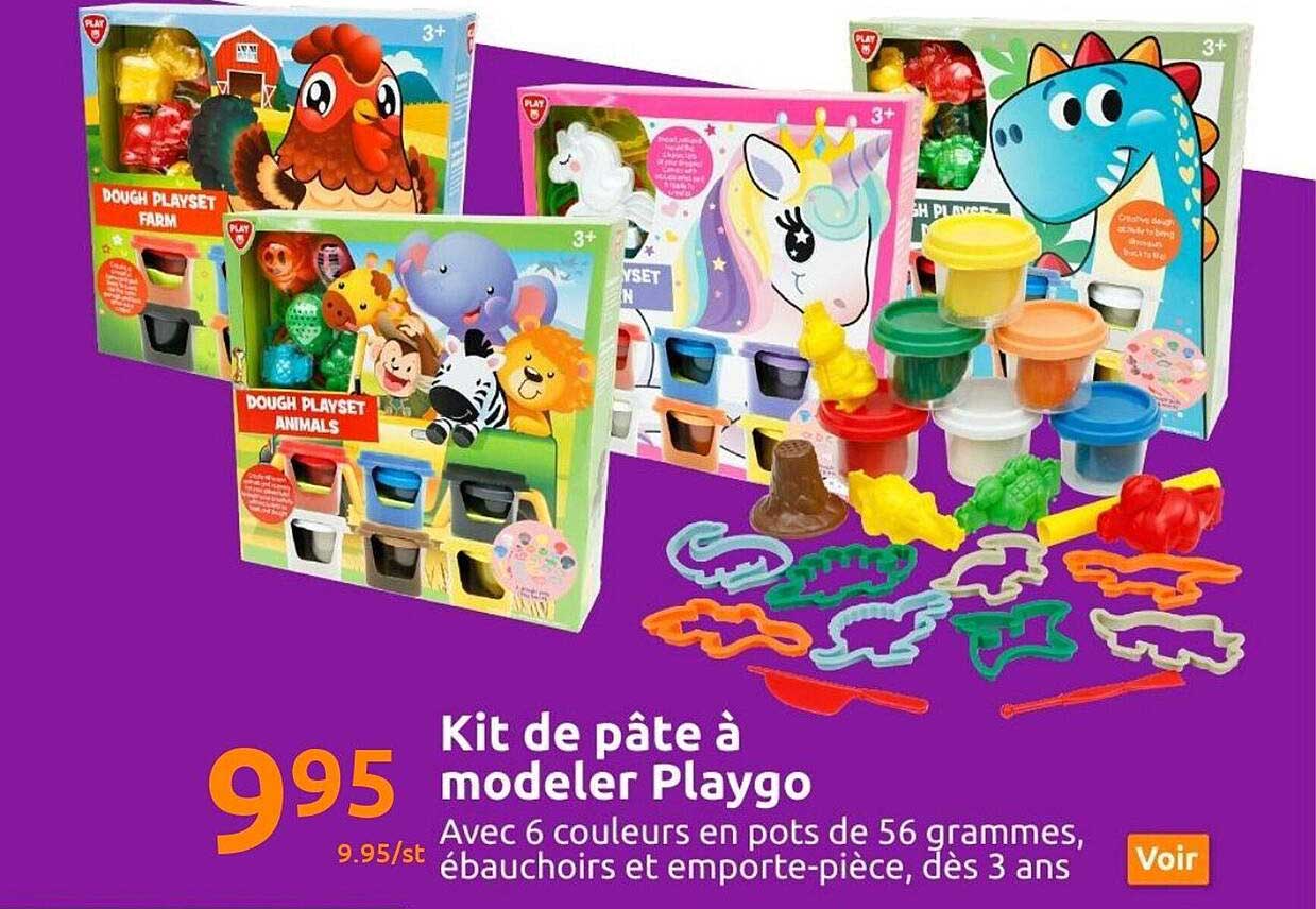 Kit Pâte à Modeler Ferme PLAY - 28 Pièces : 8 Pots D'argile Colorée, Moules Animaux, Outils, Ferme - Pour Enfant 3 Ans Et Plus - Jouet Créatif Et éducatif - 7