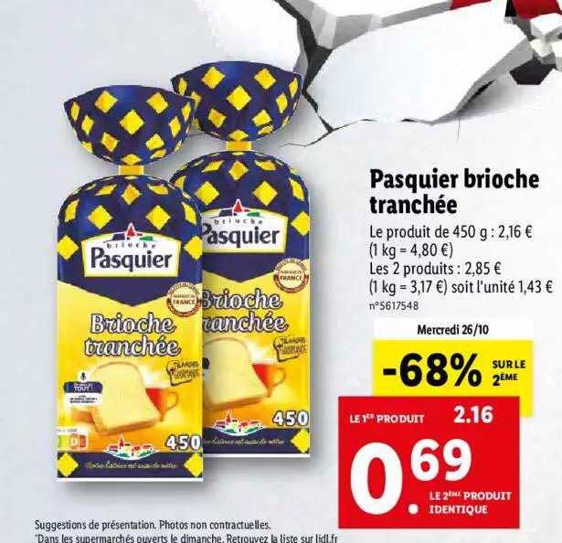 Promo Pasquier Brioche Tranchée chez Lidl iCatalogue.fr