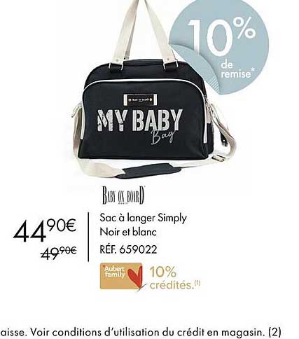 Sac à Langer Baby On Board Simply Roses - Noir Et Blanc - Tapis à Langer Inclus - Poches Multiples - Tissu Léger Et Durable