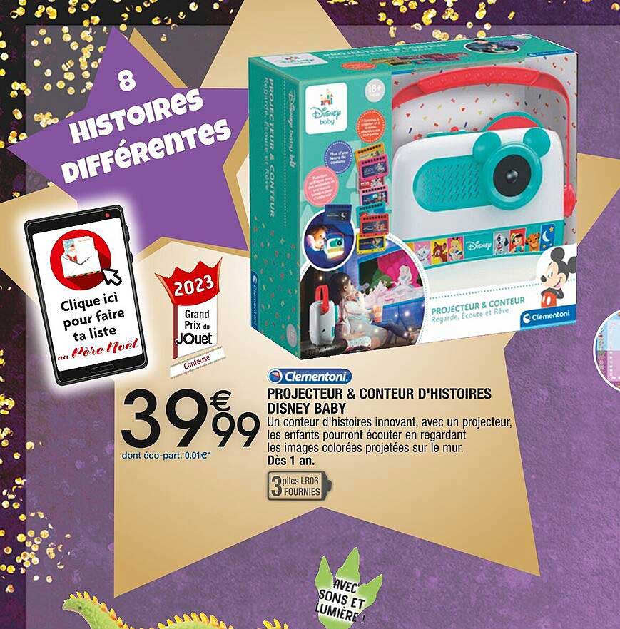 Promo Projecteur & Conteur D'histoires Disney Baby Clementoni chez Migros  France 