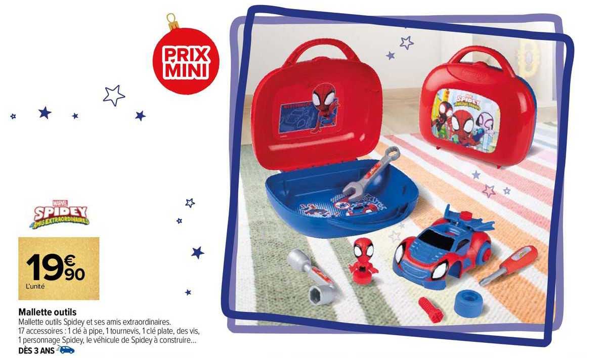 Mallette Outils Spidey Smoby - Jeu De Construction Pour Enfant - 17 Accessoires - Dès 3 Ans
