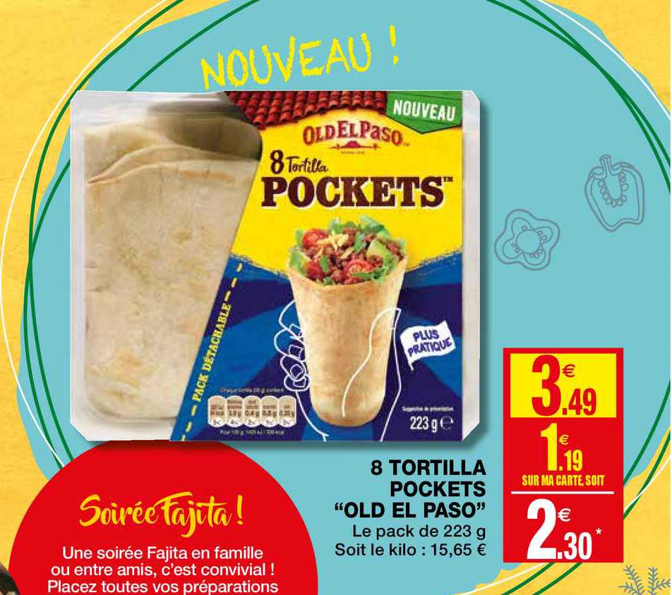 Offre 8 Tortilla Pockets Old El Paso chez Coccinelle Express