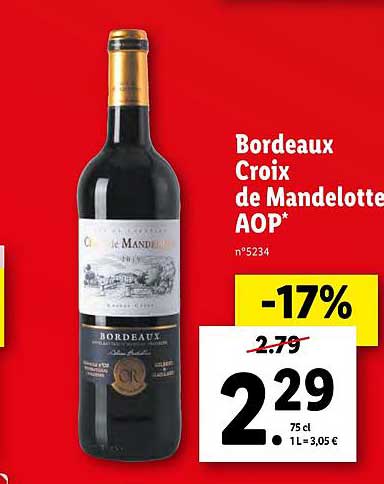 Promo Bordeaux Croix De Mandelotte Aop chez Lidl