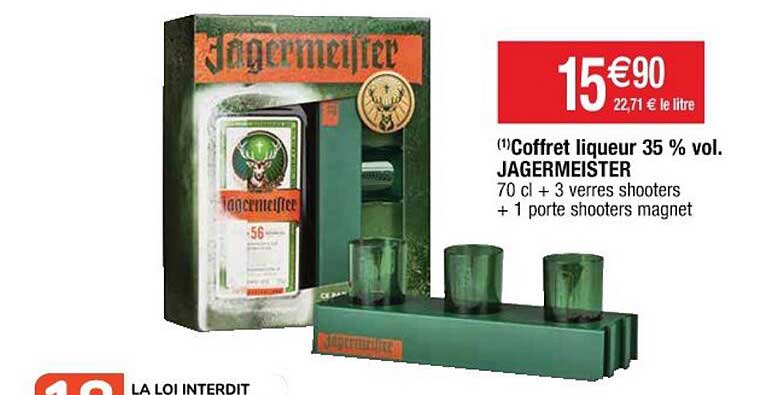 Promo Jagermeister coffret liqueur 35% vol chez Casino Supermarchés