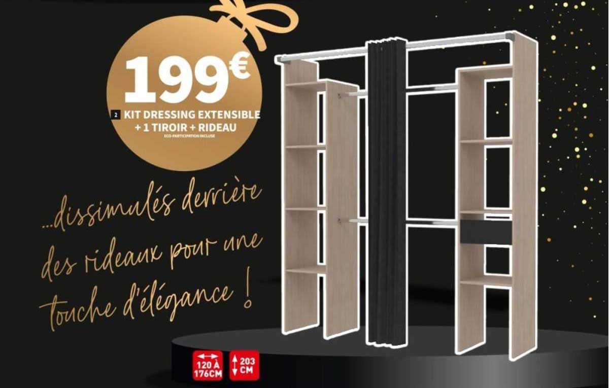 Promo Kit Dressing Extensible + 1 Tiroir + Rideau chez Conforama