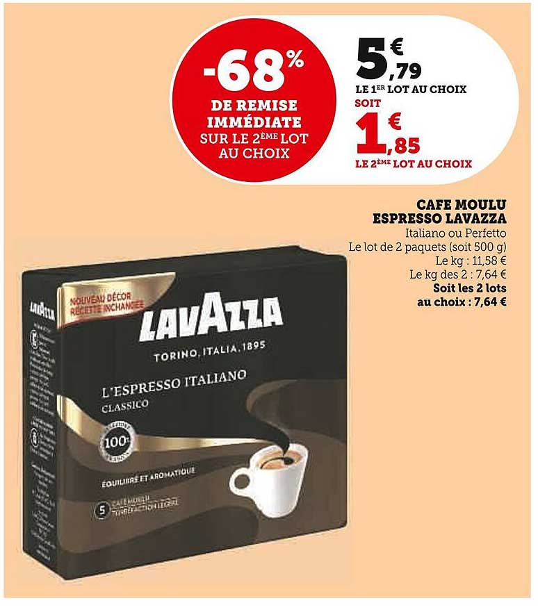 Promo Café Moulu Espresso Lavazza chez Super U iCatalogue.fr