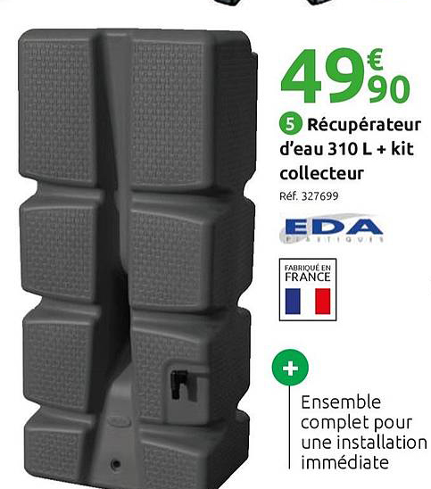 Mr Bricolage Récupérateur D'eau 310 L + Kit Collecteur Eda