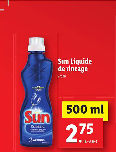 Promo Sun liquide de rincage pour lave vaisselle chez U Express
