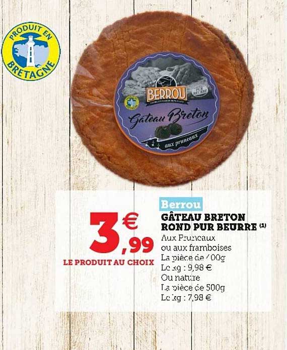 Offre Gateau Breton Rond Nature Pur Beurre Berrou Chez Hyper U