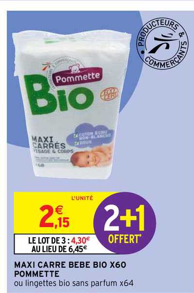 Offre Maxi Carres Bebe Visage Corps Pommette Chez Intermarche