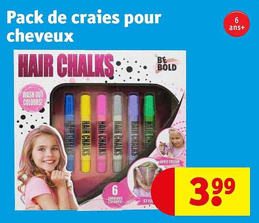 Set de craies pour cheveux colorés, craie de teinture + accessoires