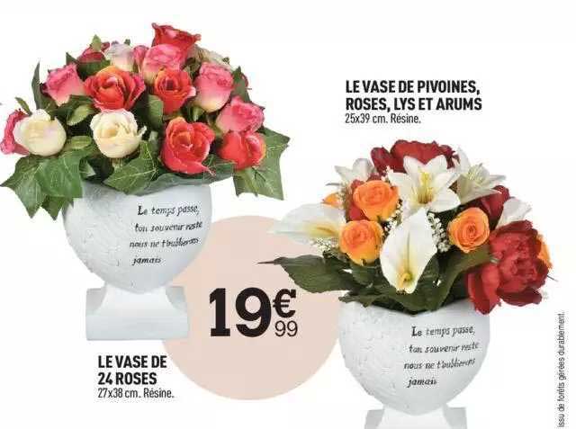 Offre Le Vase De 24 Roses Le Vase De Pivoines Roses Lys Et Arums chez  Centrakor