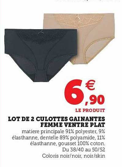 Promo Lot De 2 Culottes Gainantes Femme Ventre Plat chez Hyper U ...