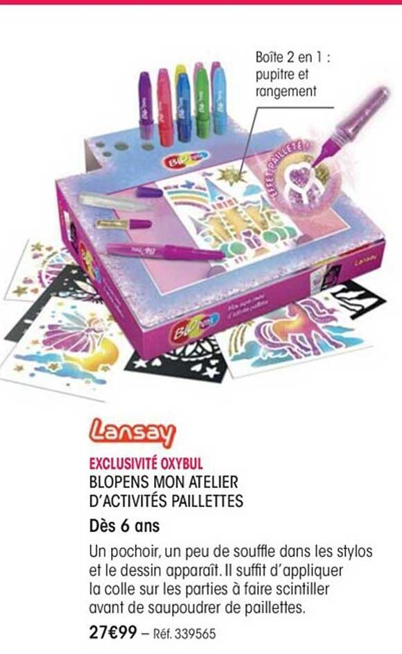 Coffret Blopens Centre D'activités Féeriques - 13 Feutres, 16 Pochoirs, Pupitre, Effet Aérographe