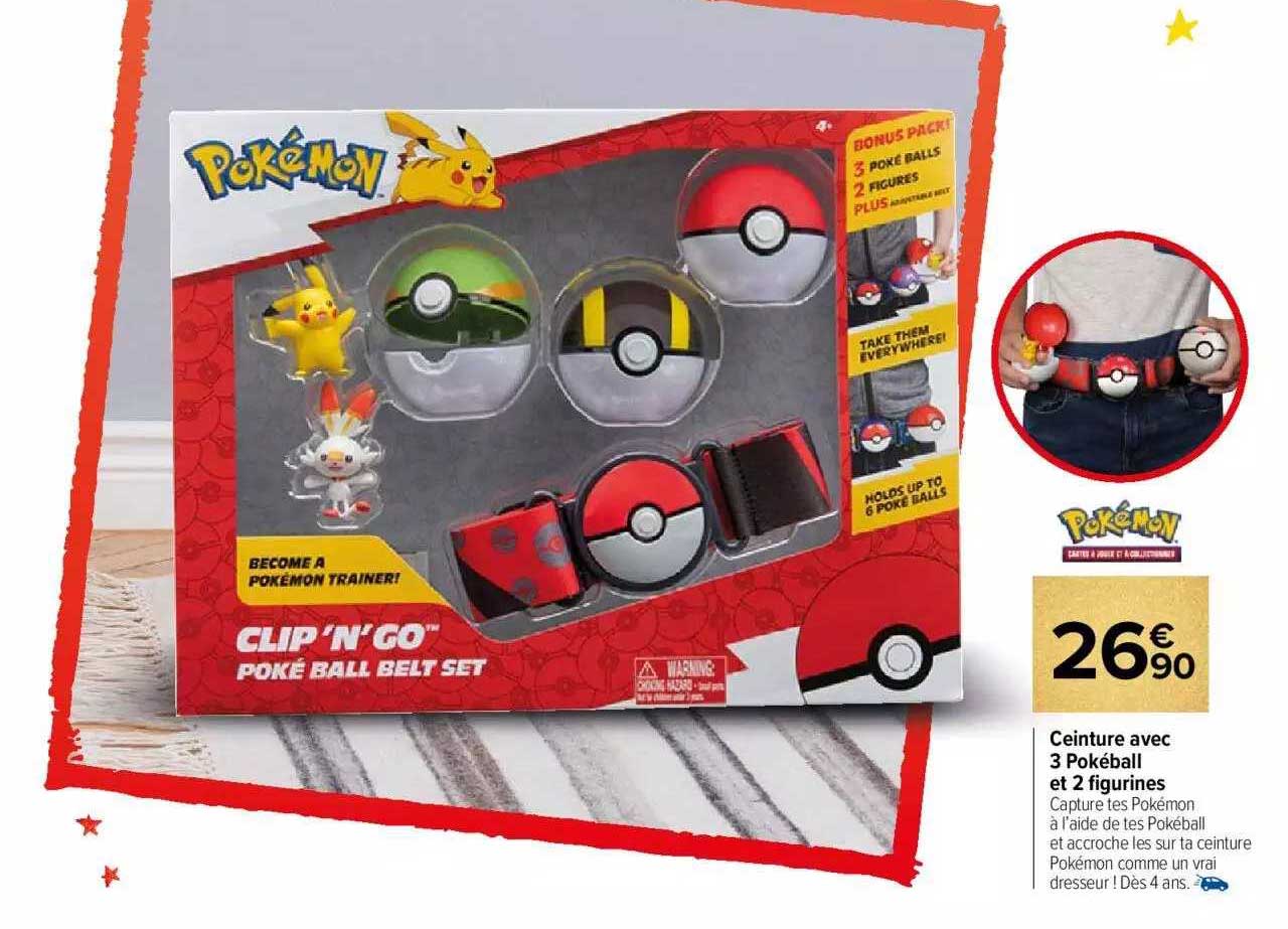 Carrefour Market Ceinture Avec 3 Pokéball Et 2 Figurines Pokémon