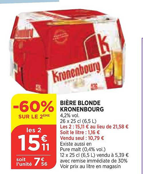 Maximarché Bière Blonde Kronenbourg -60% Sur Le 2ème
