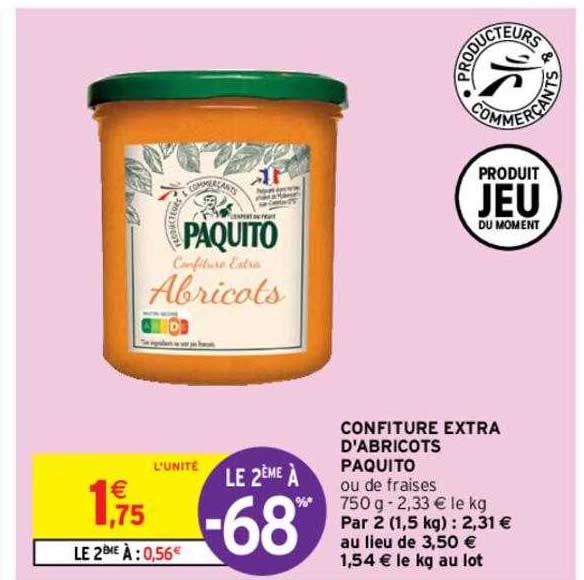 Intermarché Contact Confiture Extra D'abricots Paquito