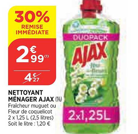 Maximarché Nettoyant Ménager Ajax 30% Remise Immédiate
