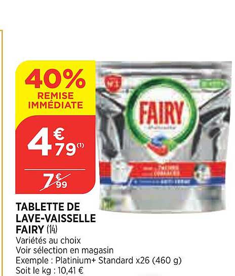 Maximarché Tablette De Lave-vaisselle Fairy 40% Remise Immédiate