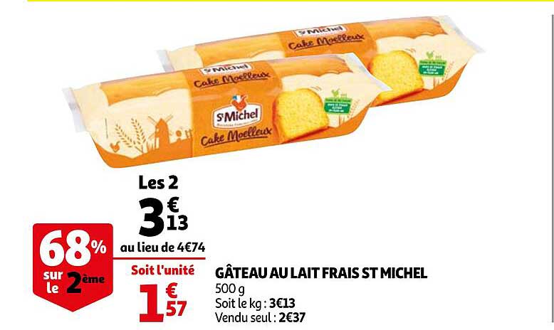 Offre Gateau Au Lait Frais St Michel Chez Auchan
