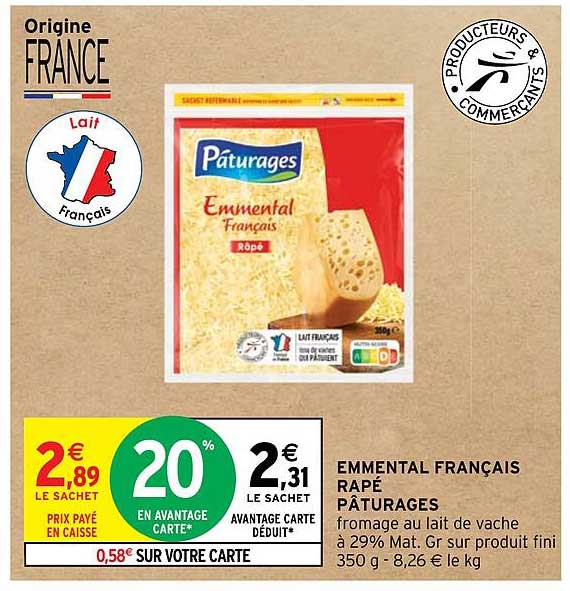 Promo Emmental Français Râpé Pâturages Chez Intermarché Express Icataloguefr 