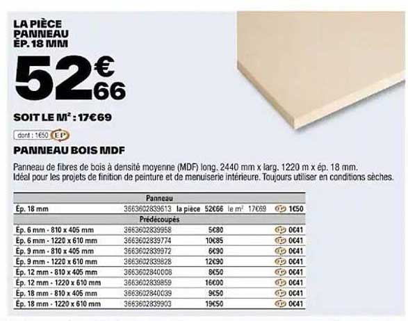 Promo Panneau Bois Mdf chez Brico Dépôt - iCatalogue.fr