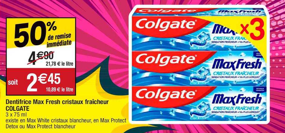 Promo Dentifrice Max Fresh Cristaux Fraîcheur Colgate chez Migros ...