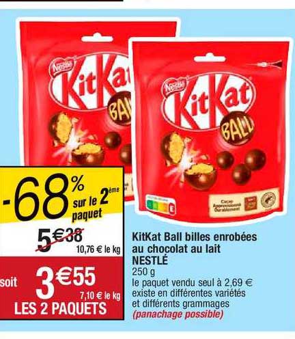 KITKAT Ball, Billes au chocolat au Lait, 250g - Nestlé - 250 g