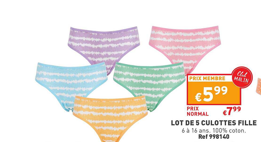 Lot De 5 Culottes Taille Haute Femme - Taille 52, Coton/élasthanne, Multicolore, Neuves Avec étiquettes