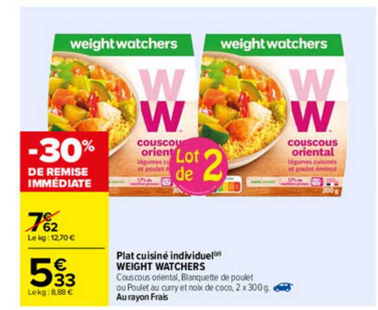 Plats Cuisinés Weight Watchers En Ligne Offre Plat Cuisiné Individuel Weight Watchers chez Carrefour