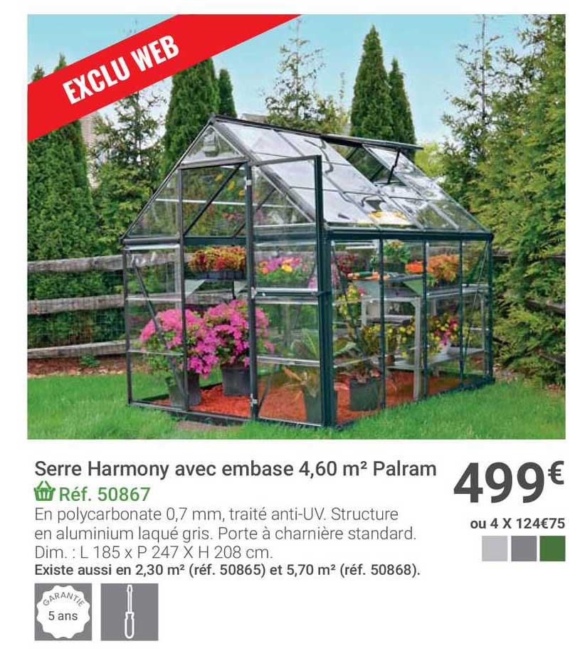 Offre Serre De Jardin Harmony 4 4 M Palram Chez Brico Depot