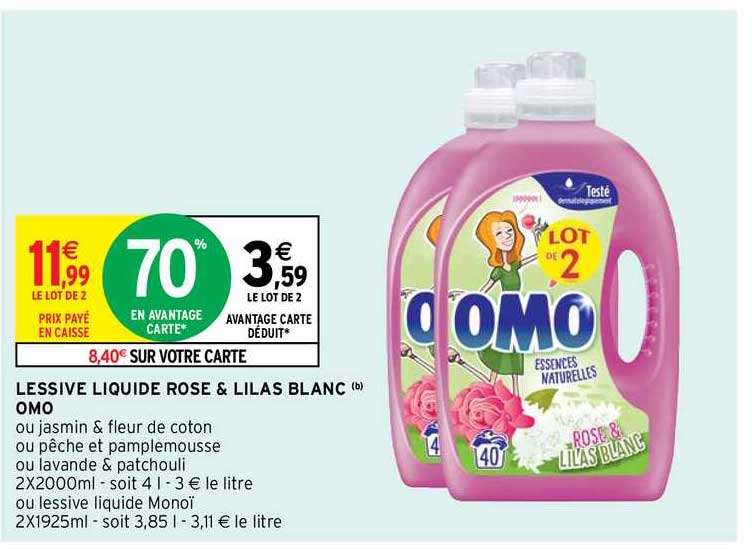Omo - Lessive liquide rose & lilas blanc (40 pièces)