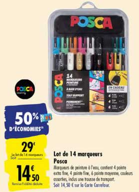 Promo Posca coffret 15 marqueurs chez Auchan