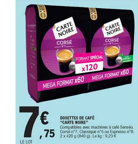 Promo Dosettes De Café Carte Noire chez E.Leclerc 