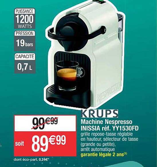 Promo Machine Nespresso Inissia Krups Yy1530fd chez Cora iCatalogue.fr