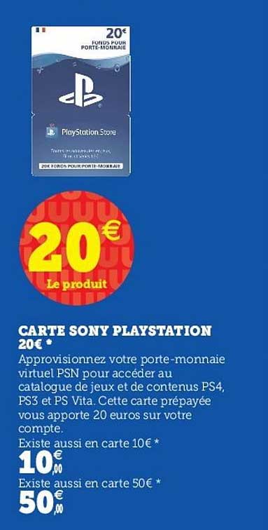 Offre Carte Sony Playstation Chez Super U