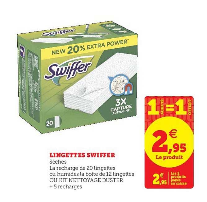 Lingettes nettoyant humides SWIFFER citron boite x10 - Super U