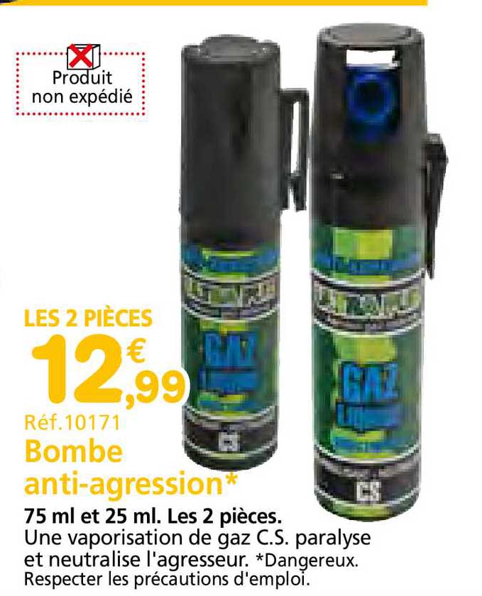Lot de deux bombes anti-agression 75 ml et 25 ml - Provence Outillage