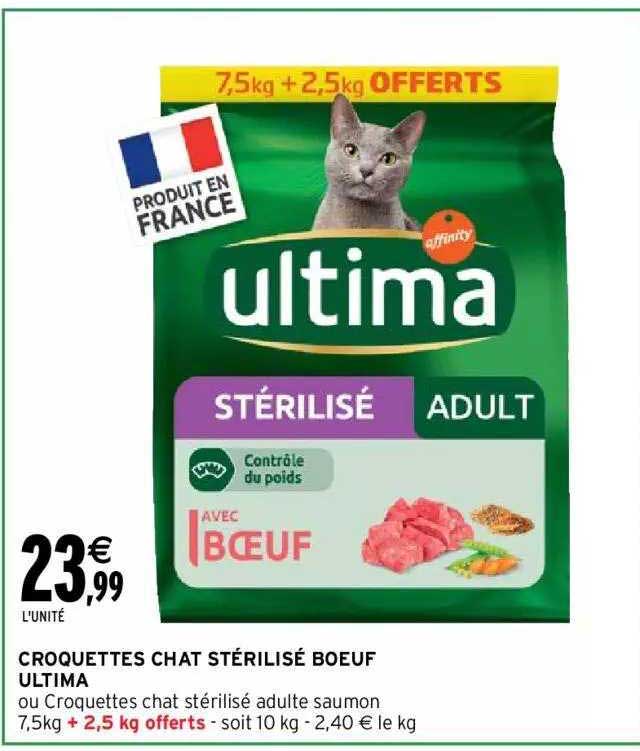 Intermarché Croquettes Chat Stérilisé Boeuf Ultima