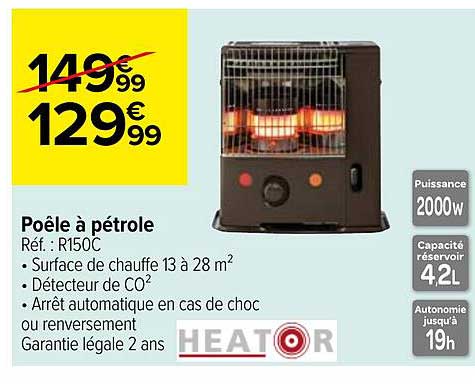 Promo Heator poêle à pétrole électronique chez Carrefour