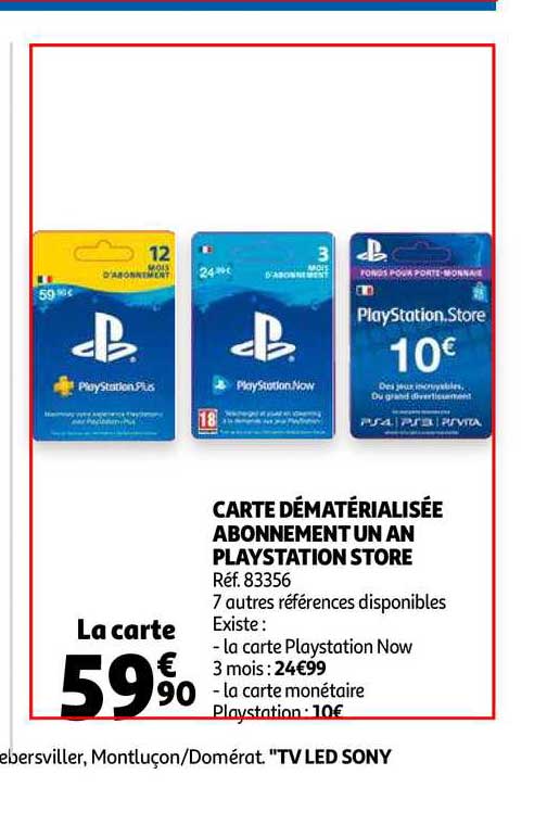 Promo Abonnement playstation plus 12 mois chez Auchan
