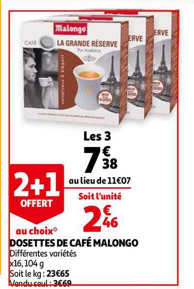 Promo Dosettes De Café Malongo 2+1 Offert Au Choix chez Auchan Direct 