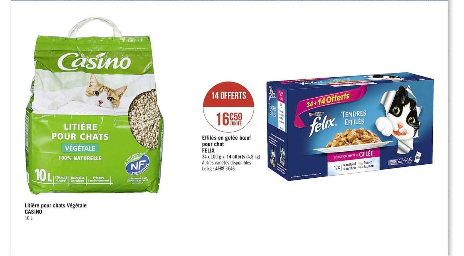 Offre Litiere Pour Chats Vegetale Casino Effiles En Gelee Bœuf Pour Chat Felix Chez Casino Supermarches