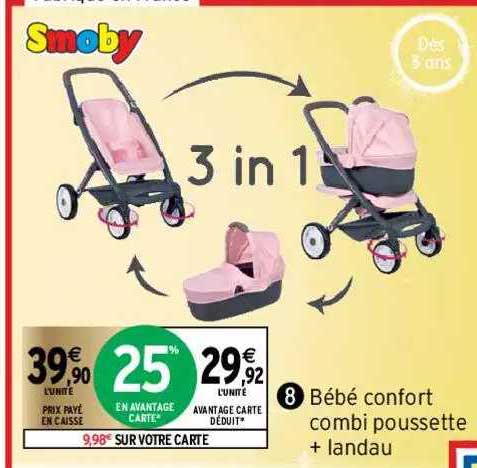 Smoby - Poussette landau - Bébé confort - Combi 3 en 1